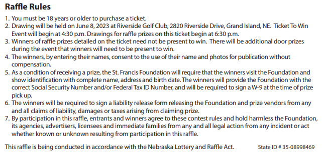 Ticket to Win Raffle Rules